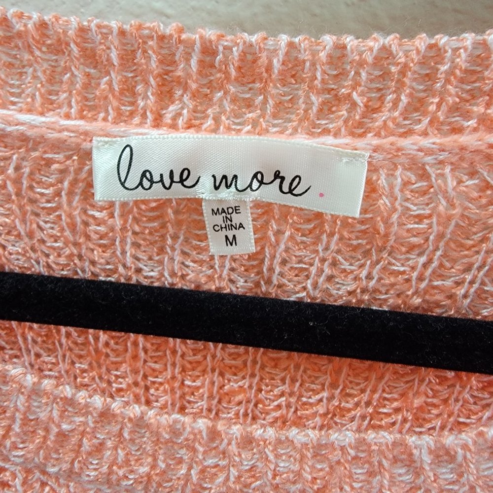Love More Peach Orange Sweater with Shoulder Cut Outs Size Medium - Picture 7 of 8
